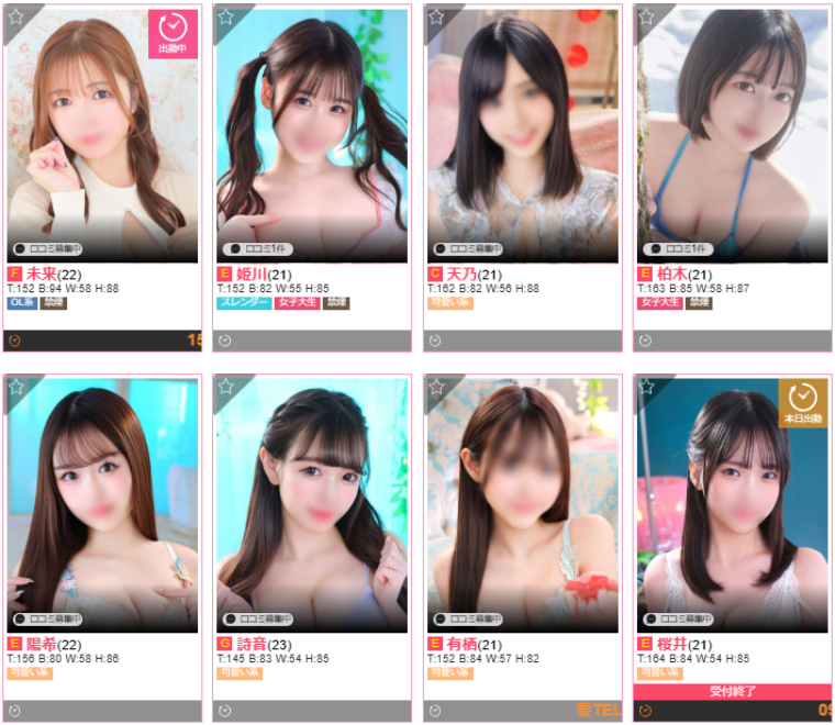 カンカン娘ネオ_女の子在籍一覧